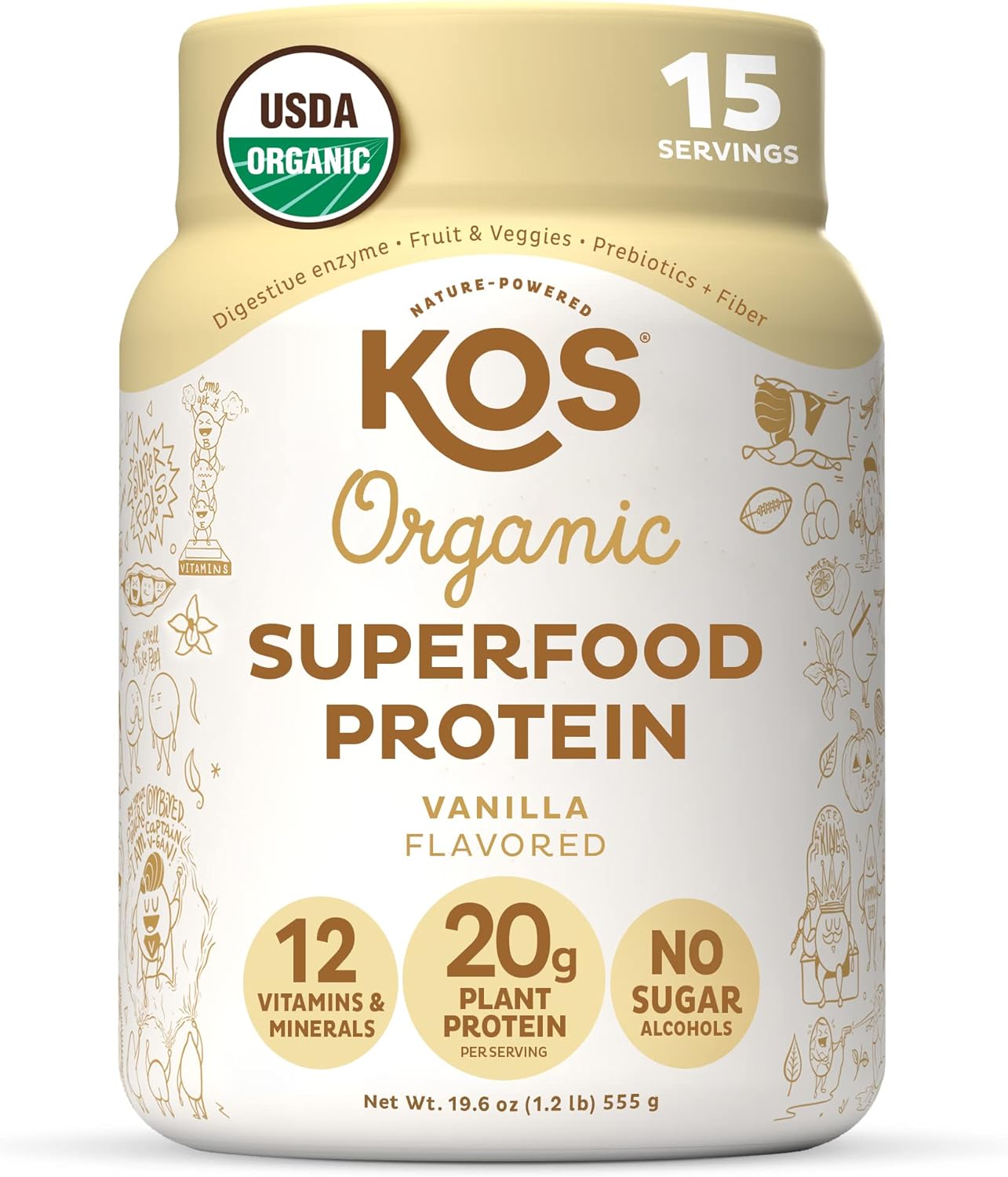 KOS Vegan Protein Powder Erythritol Free, Chocolate